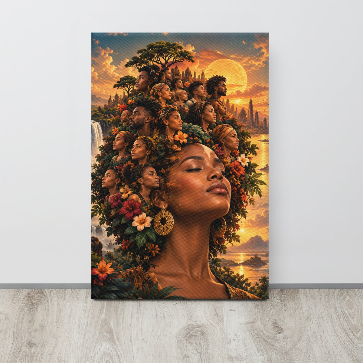Afro Wanddecoratie Canvas – De Wereld in Mijn Haar – canvas detail 4