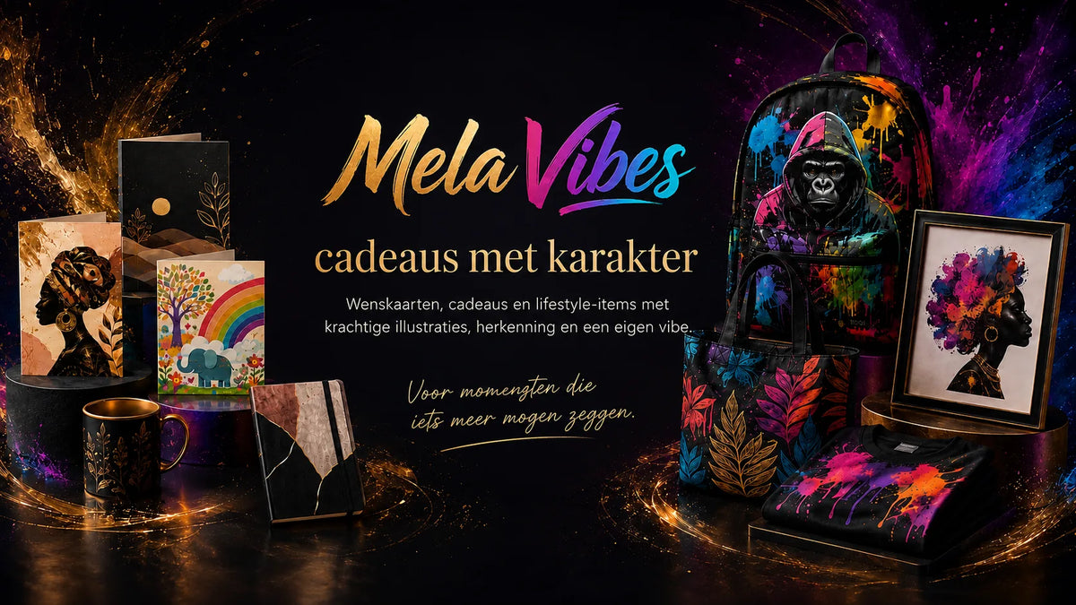 MelaVibes homepage – unieke cadeaus, kaarten en designs met karakter