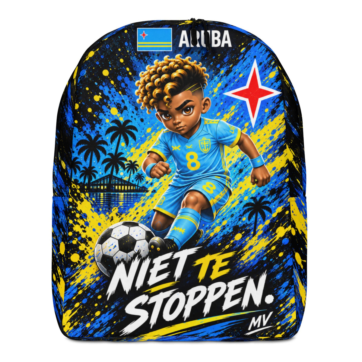 Aruba voetbalrugzak voor kids Niet te Stoppen – voorkant