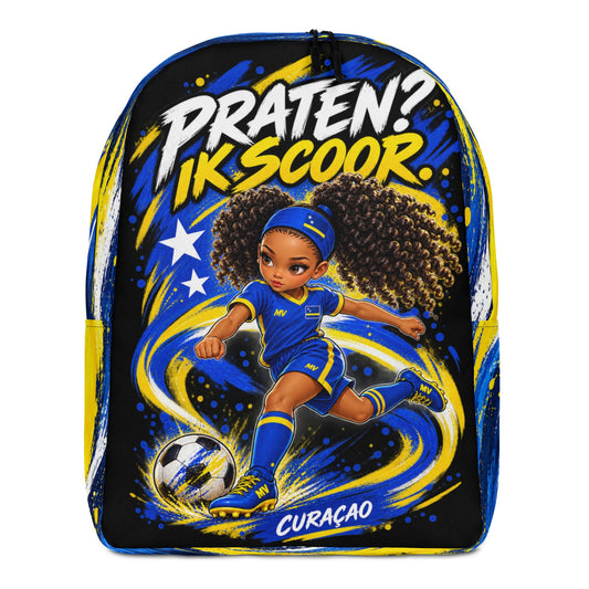 Curaçao voetbalrugzak voor meisjes Praten Ik Scoor – voorkant