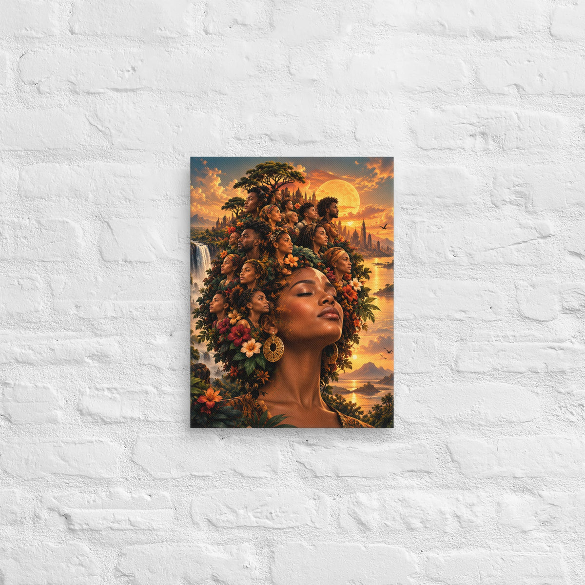 Afro Wanddecoratie Canvas – De Wereld in Mijn Haar – canvas detail 1
