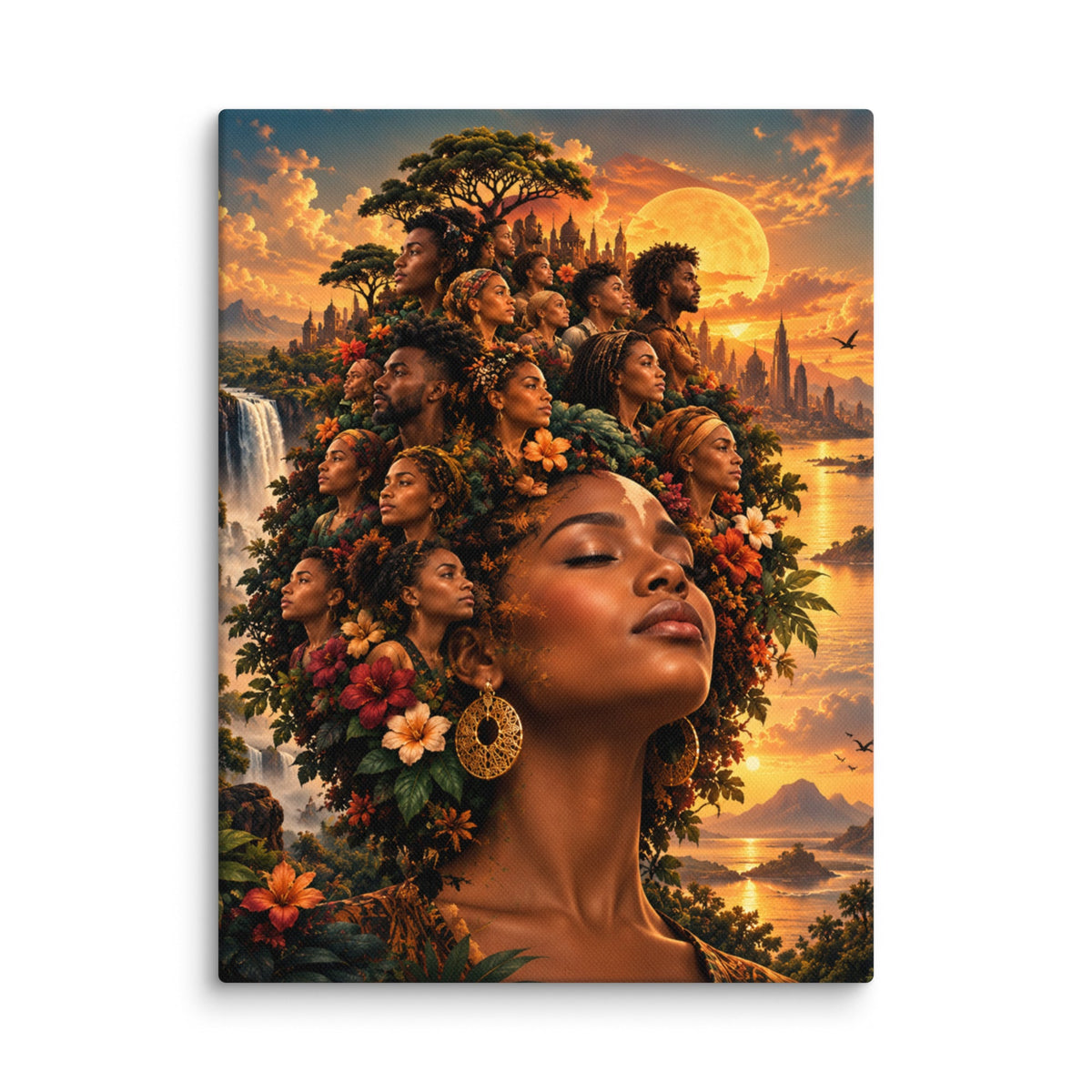 Afro Wanddecoratie Canvas – De Wereld in Mijn Haar – interieur mockup