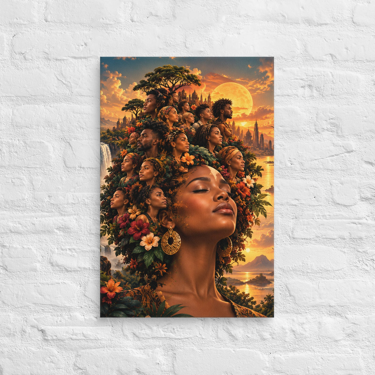 Afro Wanddecoratie Canvas – De Wereld in Mijn Haar – canvas detail 2