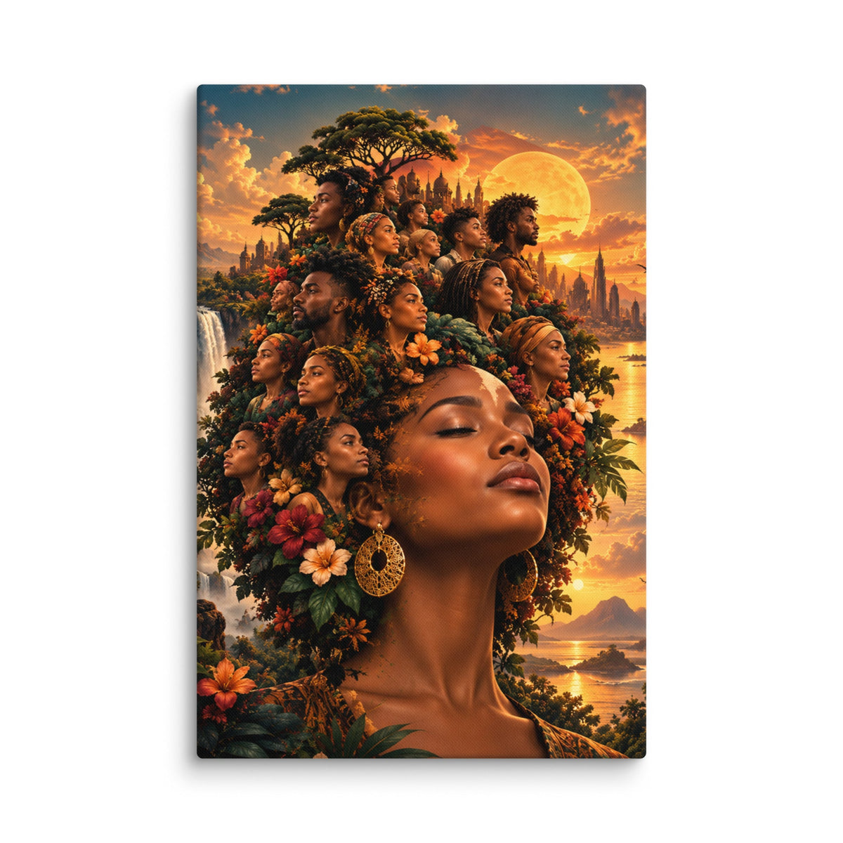 Afro Wanddecoratie Canvas – De Wereld in Mijn Haar – interieur mockup