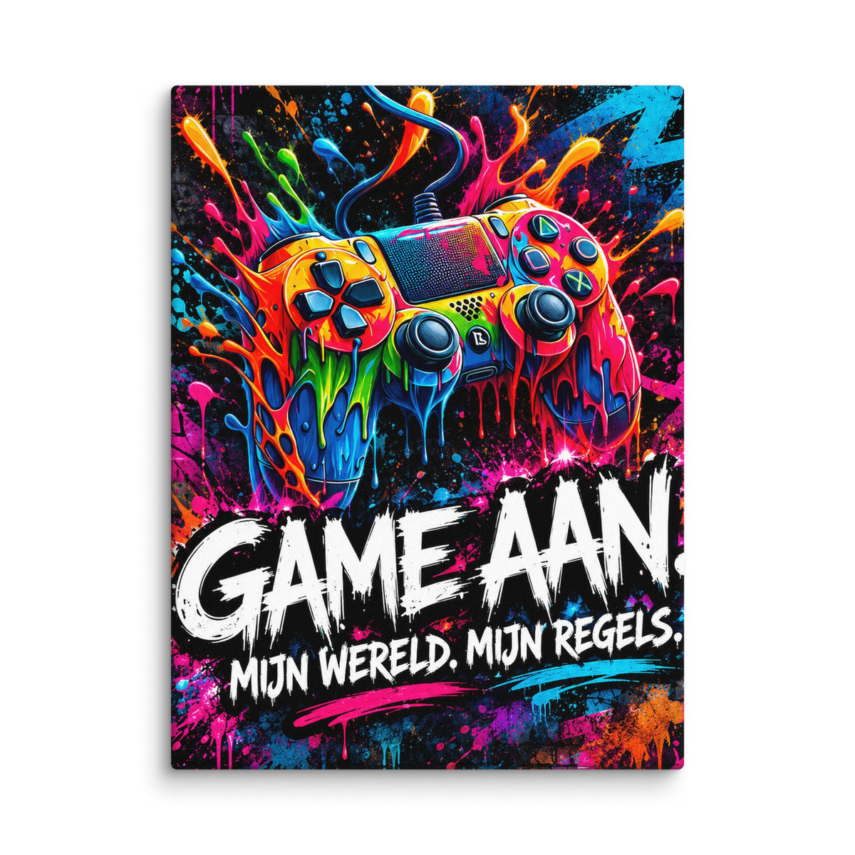 Gaming Canvas voor Gamekamer – Game Aan – interieur mockup