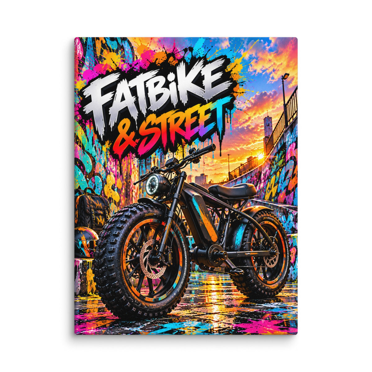 Fatbike Canvas – Urban Graffiti Wanddecoratie – interieur mockup