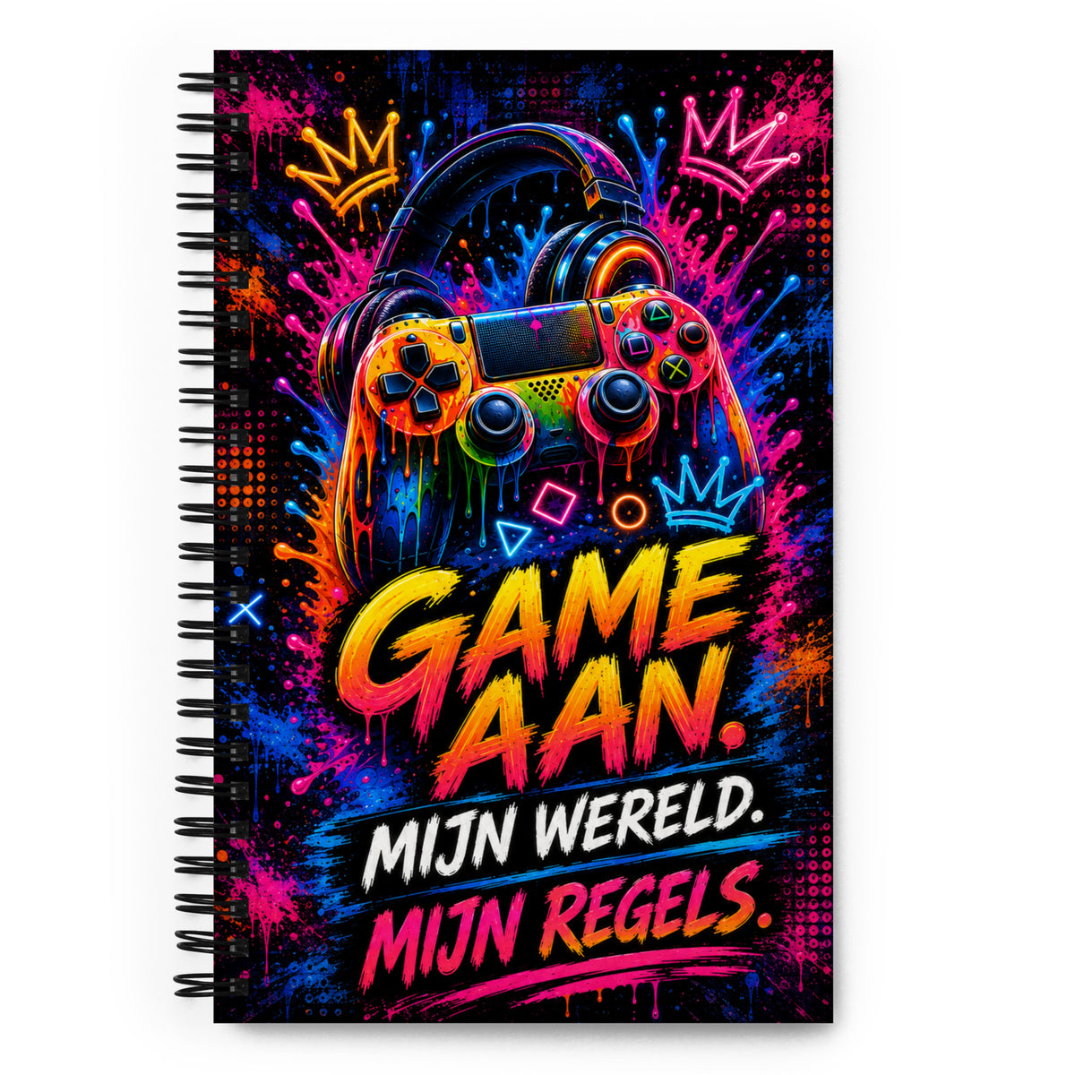Gaming spiraalnotitieboek Game Aan Mijn Wereld Mijn Regels – voorkant