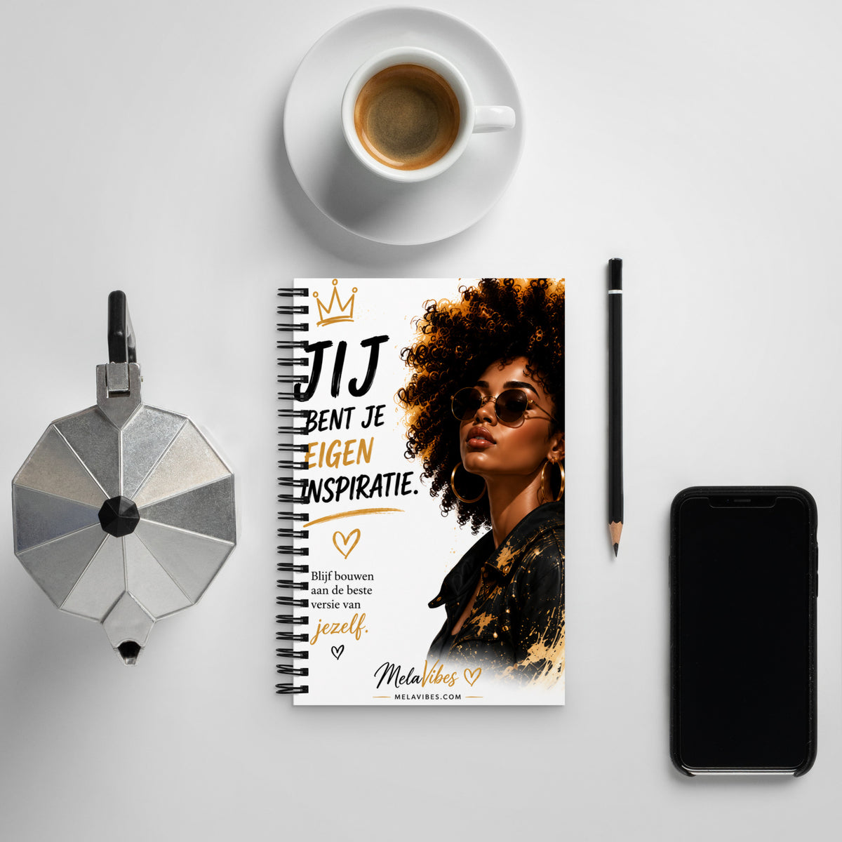 MelaVibes Jij Bent Je Eigen Inspiratie – Spiraalnotitieboek – voorkant