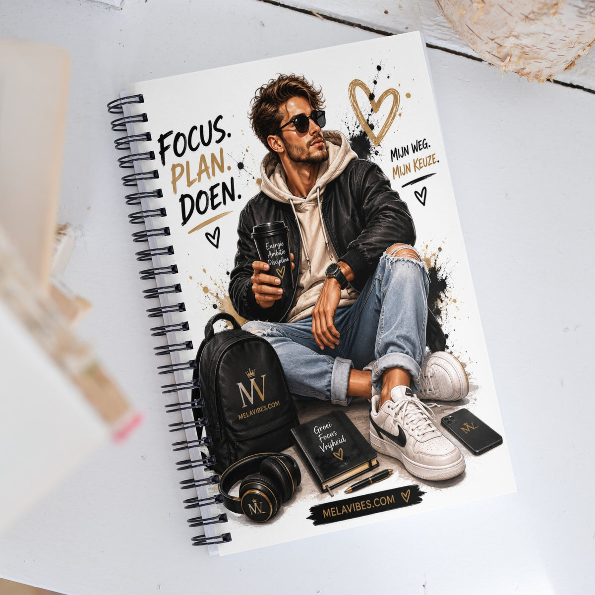 MelaVibes Plan Doen | Notitieboek voor mannen – voorkant