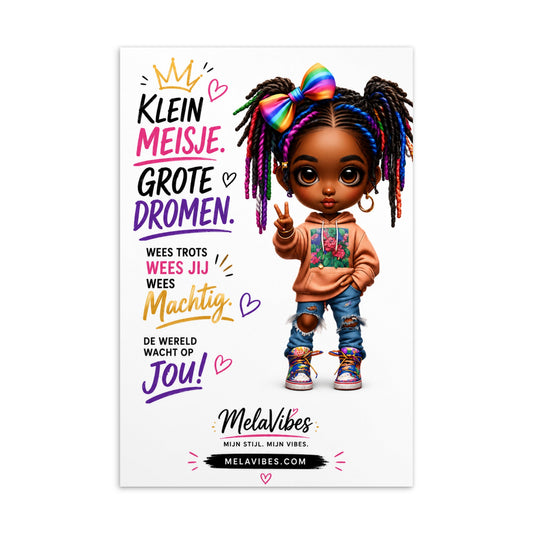 Positieve Wenskaart voor Meisjes – Klein Meisje, Grote Dromen – voorkant