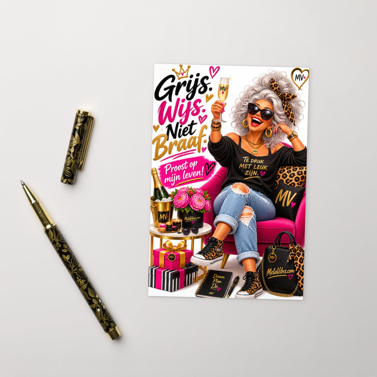 Grappige Verjaardagskaart voor Haar – Grijs, Wijs, Niet Braaf – productafbeelding 2