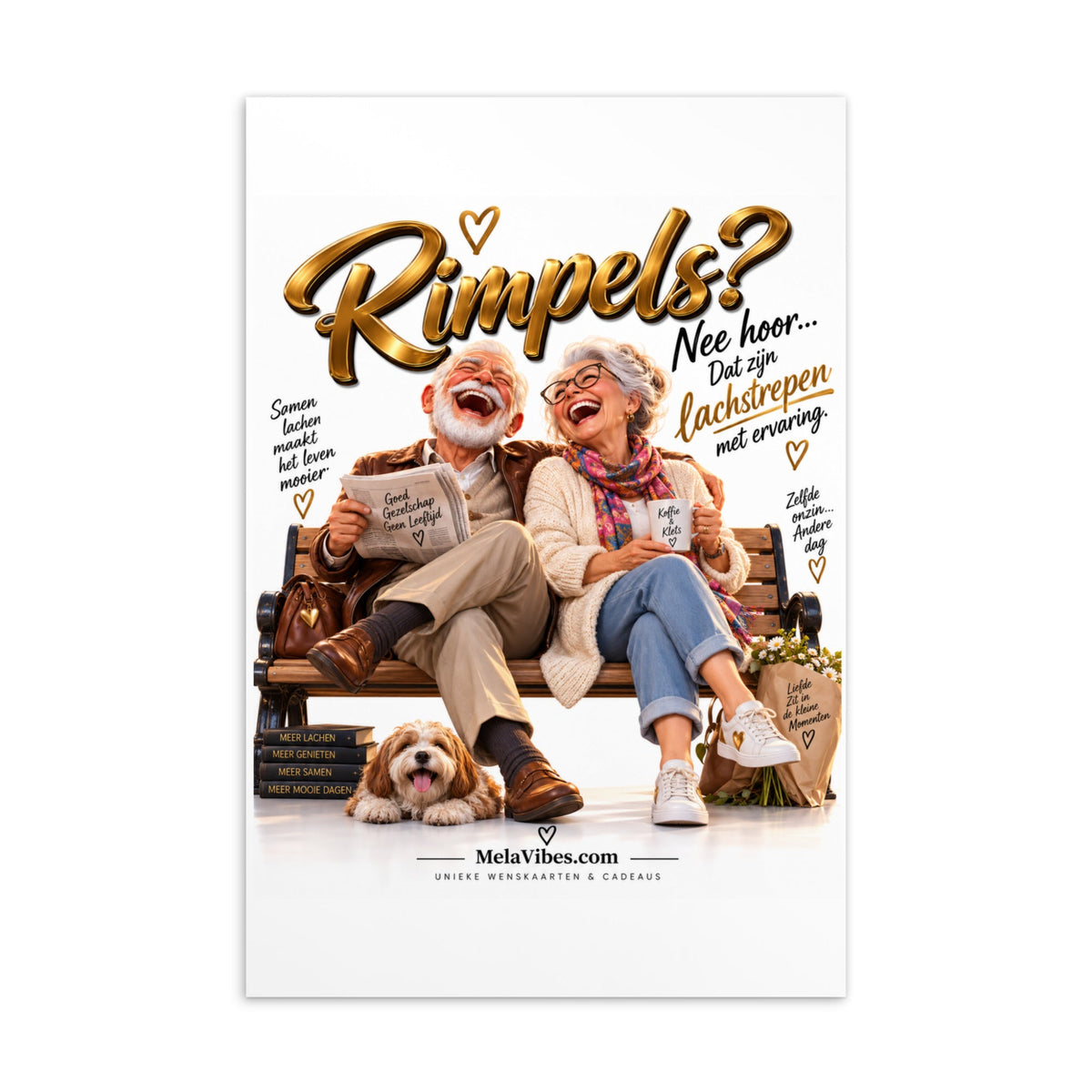 Grappige Verjaardagskaart – Rimpels Zijn Lachstrepen – voorkant