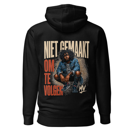 Urban Hoodie voor Heren – Niet Gemaakt om te Volgen – voorkant