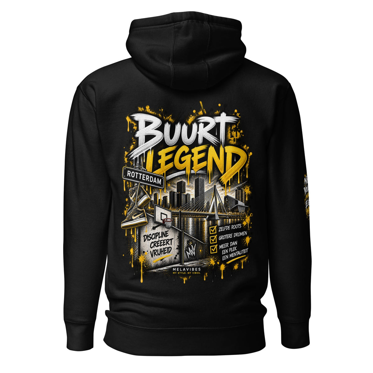 Rotterdam Hoodie Unisex – Buurt Legend Streetwear – achteraanzicht 2