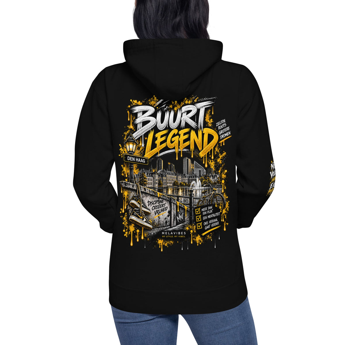 Den Haag Hoodie Unisex – Buurt Legend Streetwear – vooraanzicht 7