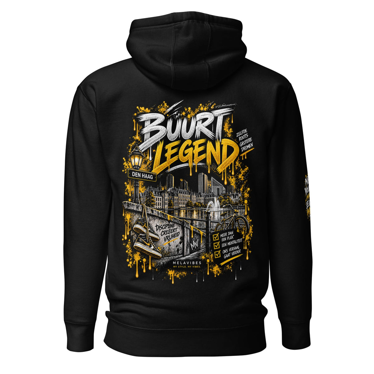 Den Haag Hoodie Unisex – Buurt Legend Streetwear – achteraanzicht 2