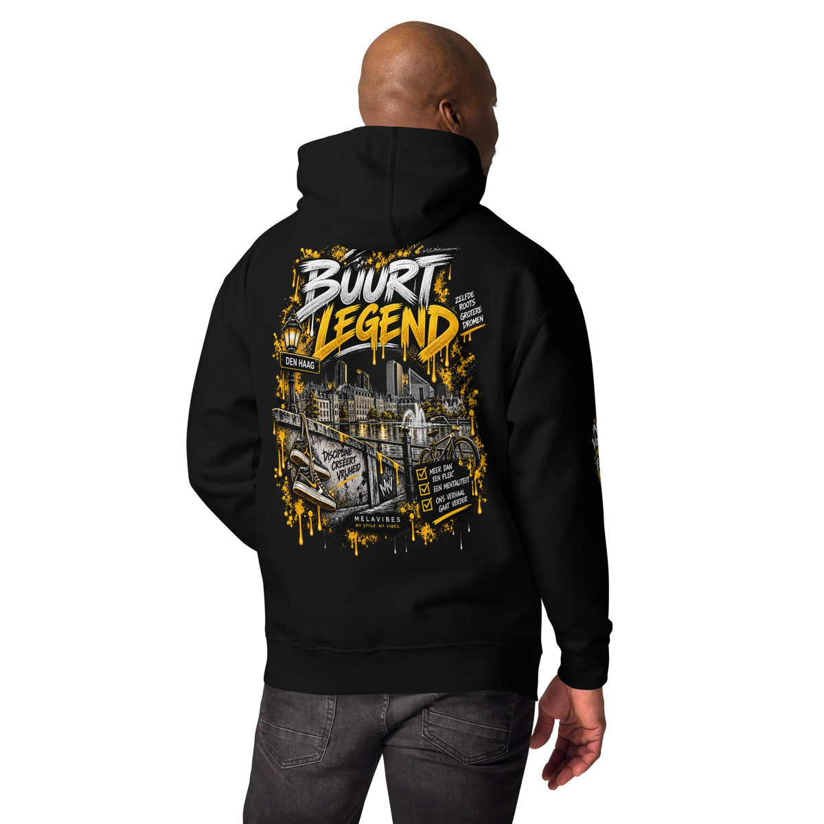 Den Haag Hoodie Unisex – Buurt Legend Streetwear – achteraanzicht 6