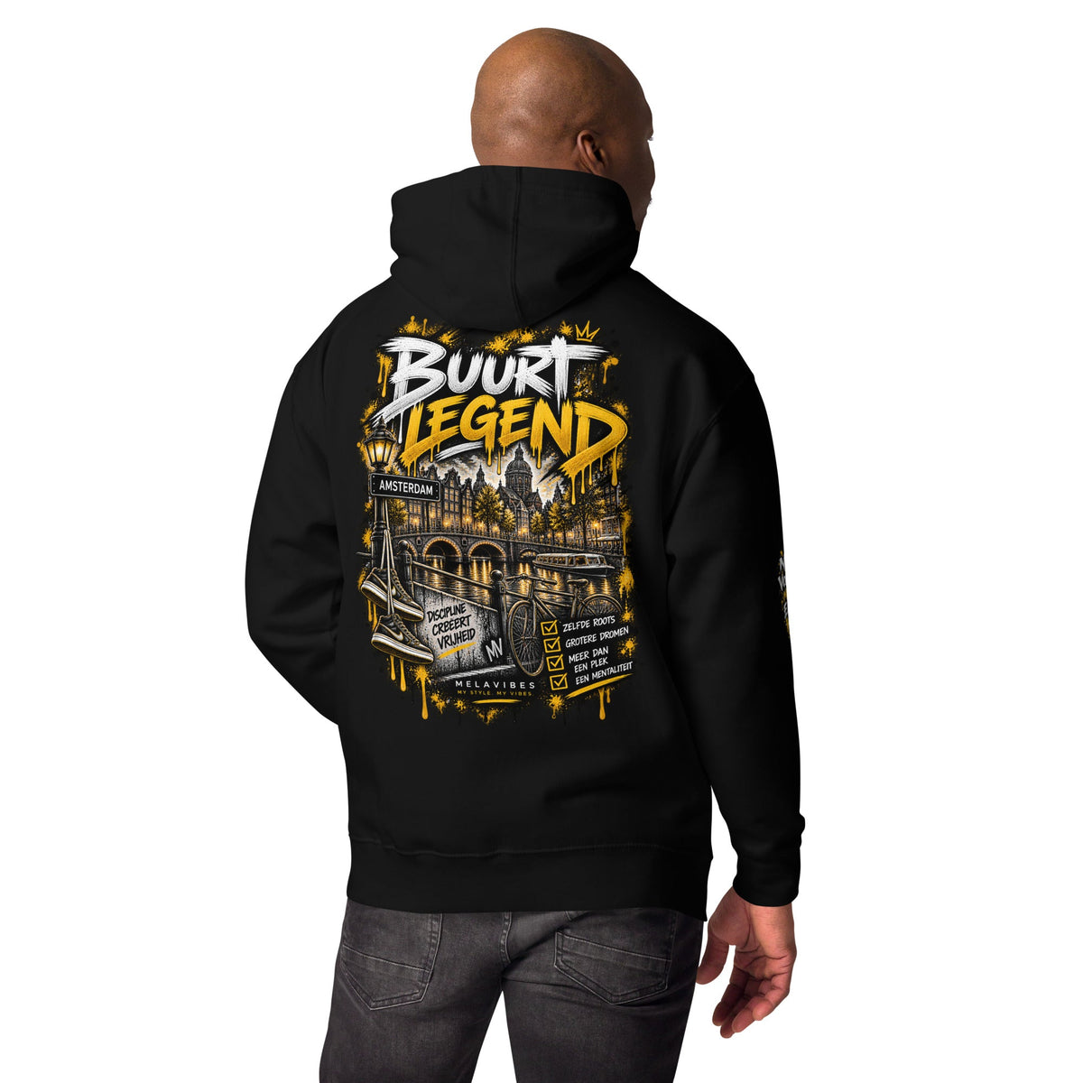 Amsterdam Hoodie Unisex – Buurt Legend Streetwear – achteraanzicht 6
