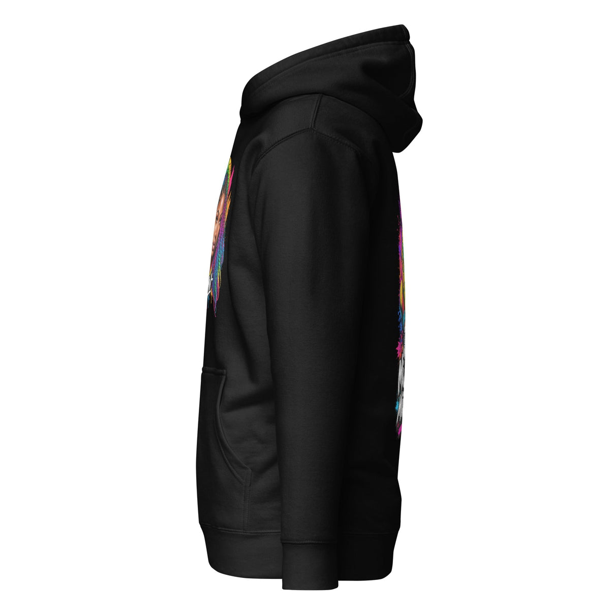 Kleurrijke Urban Hoodie – Mijn Stijl, Mijn Vibes – linkerzijaanzicht