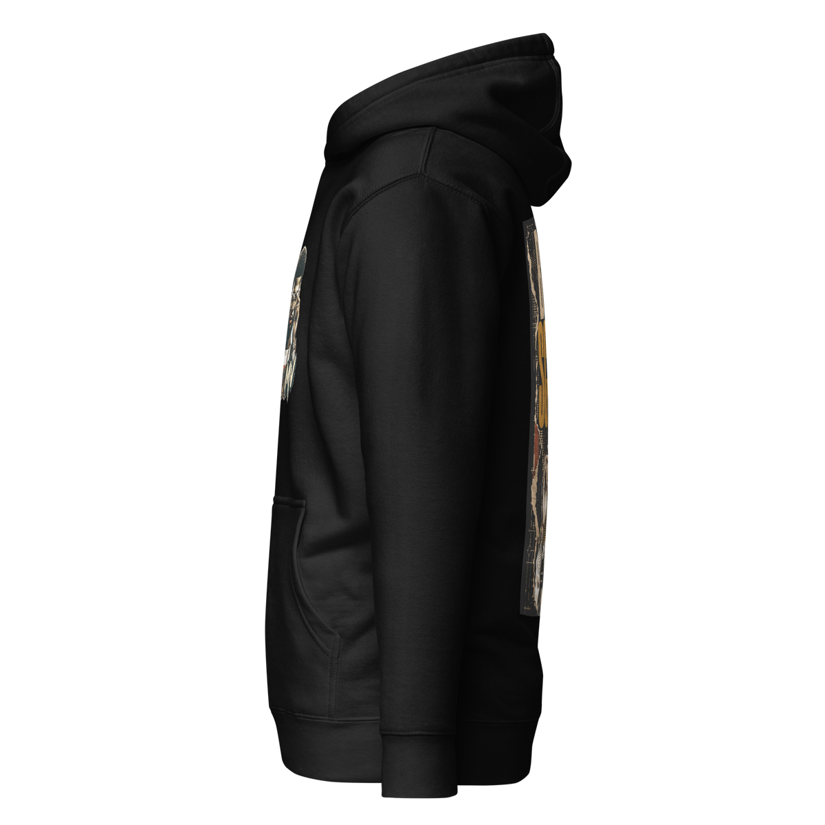 Zwarte Streetwear Hoodie – Blijf Scherp – linkerzijaanzicht