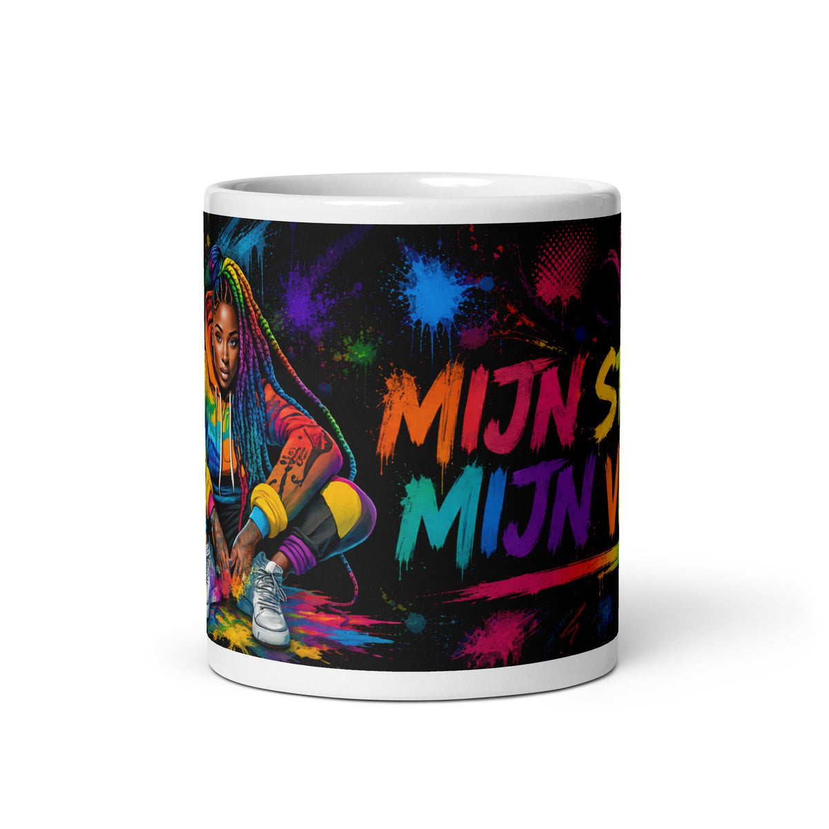 Kleurrijke Urban Mok – Mijn Stijl, Mijn Vibes – linkerzijaanzicht