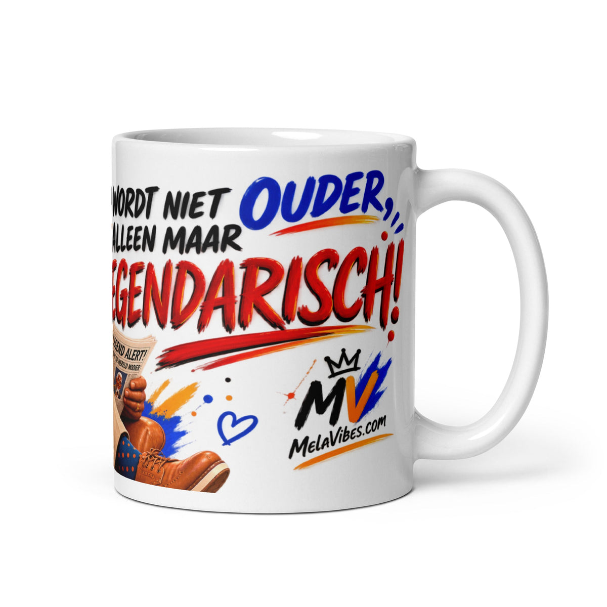 Grappige Verjaardagsmok voor Hem – Alleen Maar Legendarisch – rechterzijaanzicht