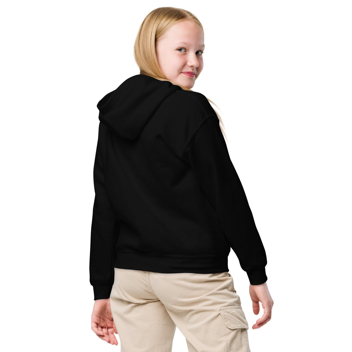Kleurrijke Kids Hoodie 7–13 Jaar – Mijn Vibe, Mijn Power – achteraanzicht