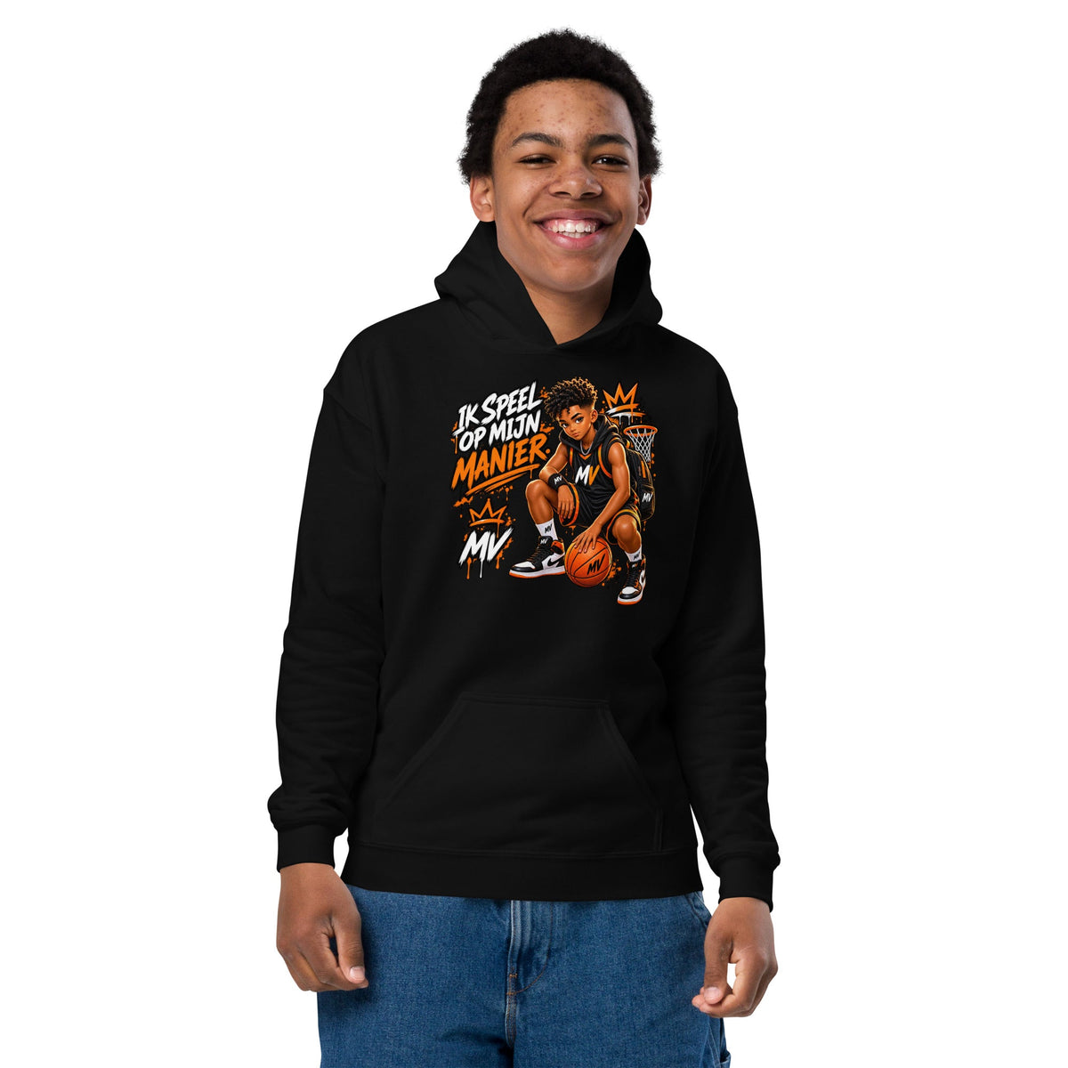 Basketbal Hoodie voor Kids 7–13 Jaar – Ik Speel Op Mijn Manier – productafbeelding 5