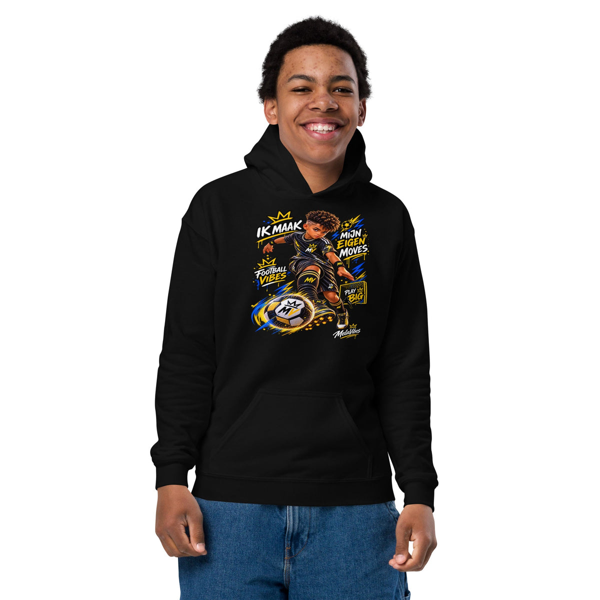 Voetbal Hoodie voor Kids 7–13 Jaar – Eigen Moves – vooraanzicht 5