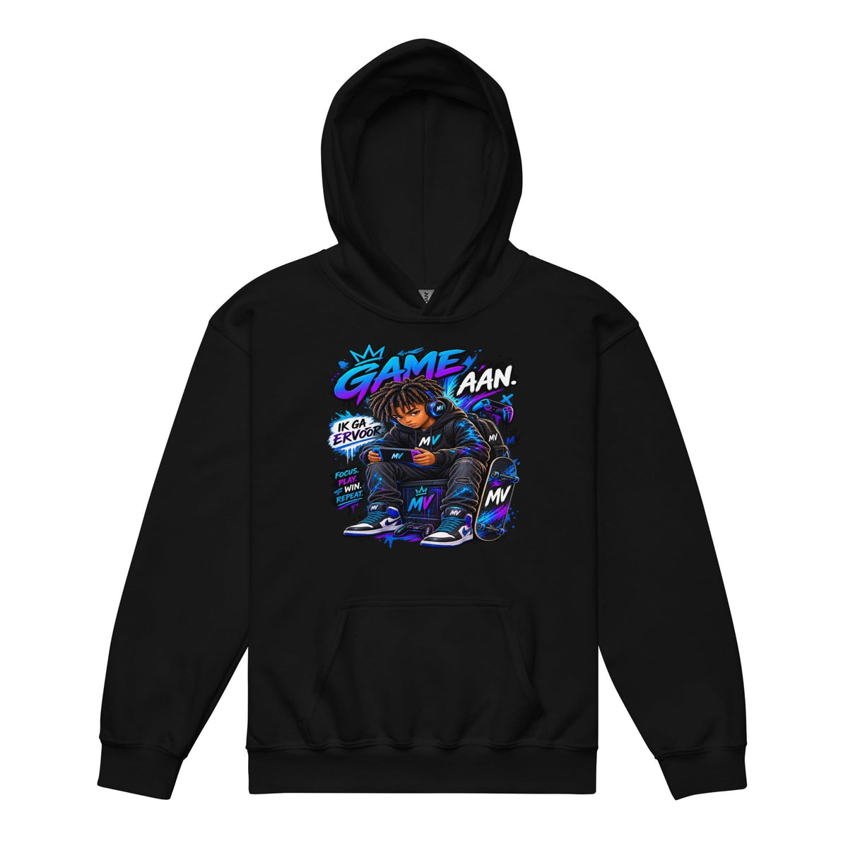 Gaming Hoodie voor Kids 7–13 Jaar – Game Aan – voorkant