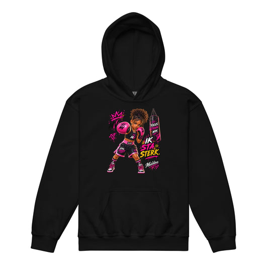 Boks Hoodie voor Meisjes 7–13 Jaar – Ik Sta Sterk – vooraanzicht 1