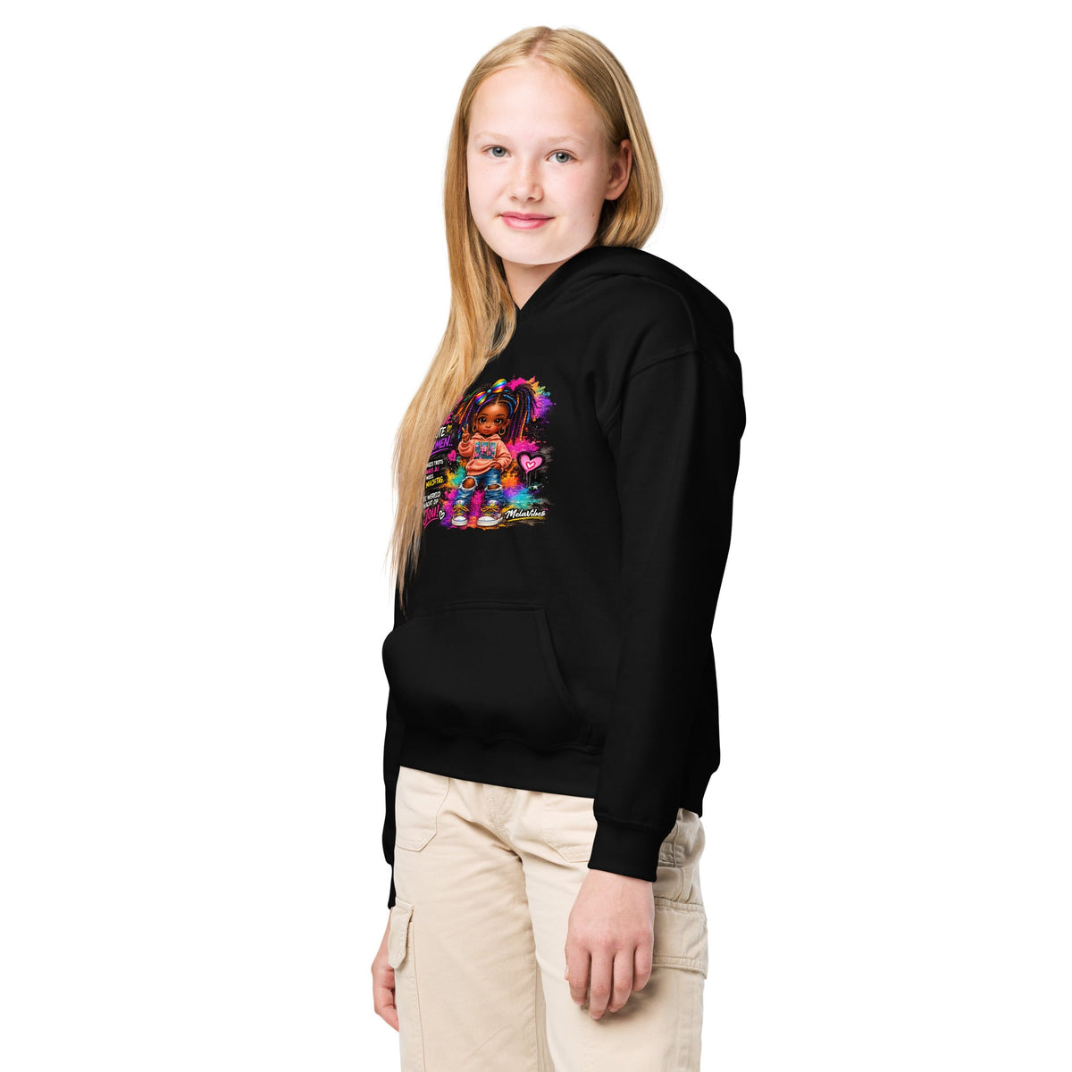 Meisjes Hoodie – Klein Meisje, Grote Dromen – linkerzijaanzicht