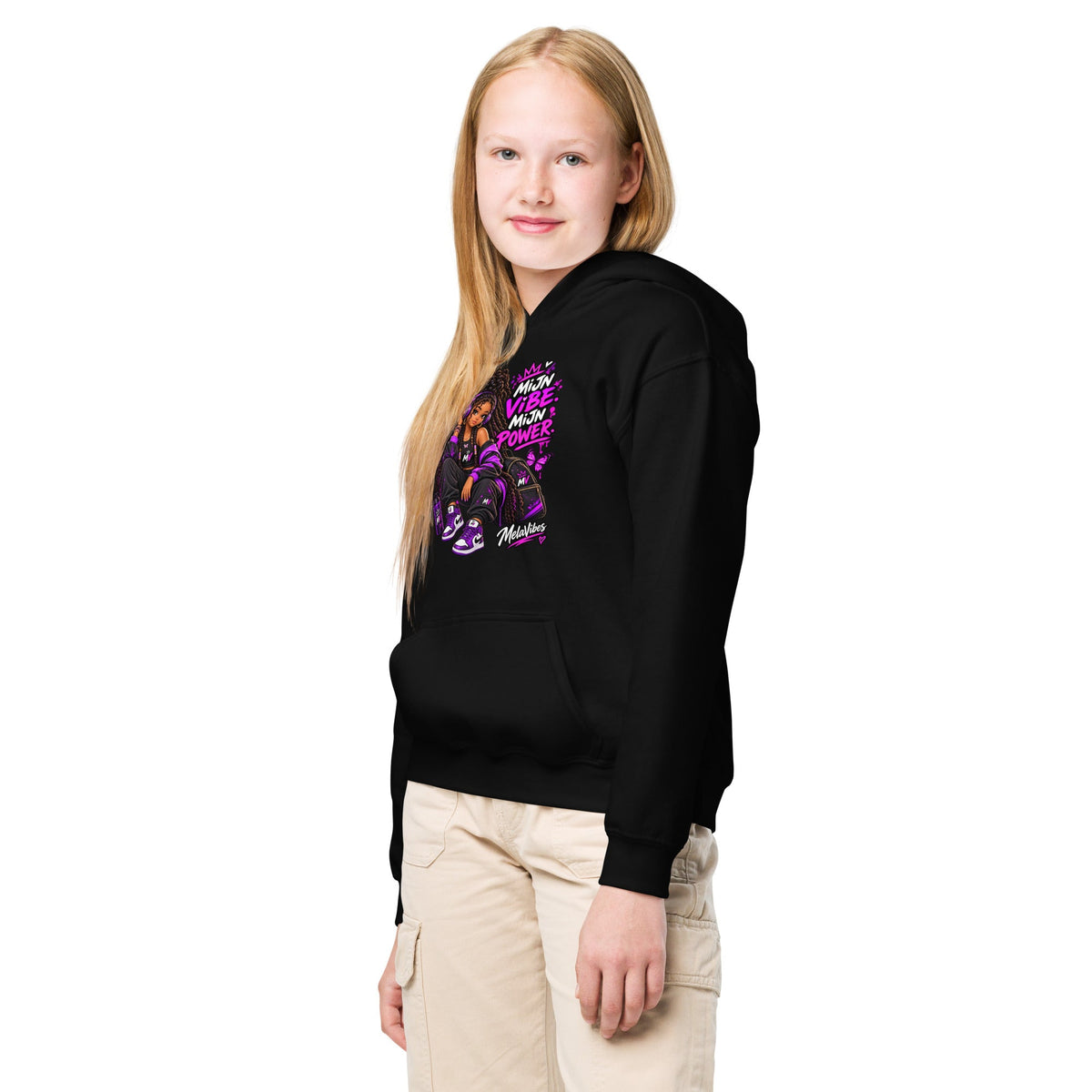 Kleurrijke Kids Hoodie 7–13 Jaar – Mijn Vibe, Mijn Power – productafbeelding 5